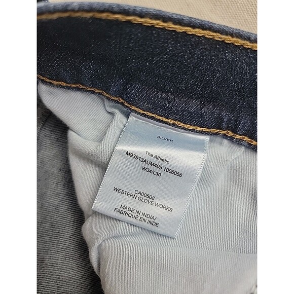 Silver Jeans Mens 33 34x29 Straight Mid Rise  Dark Blue Stretch Authentic EUC - Picture 10 of 13